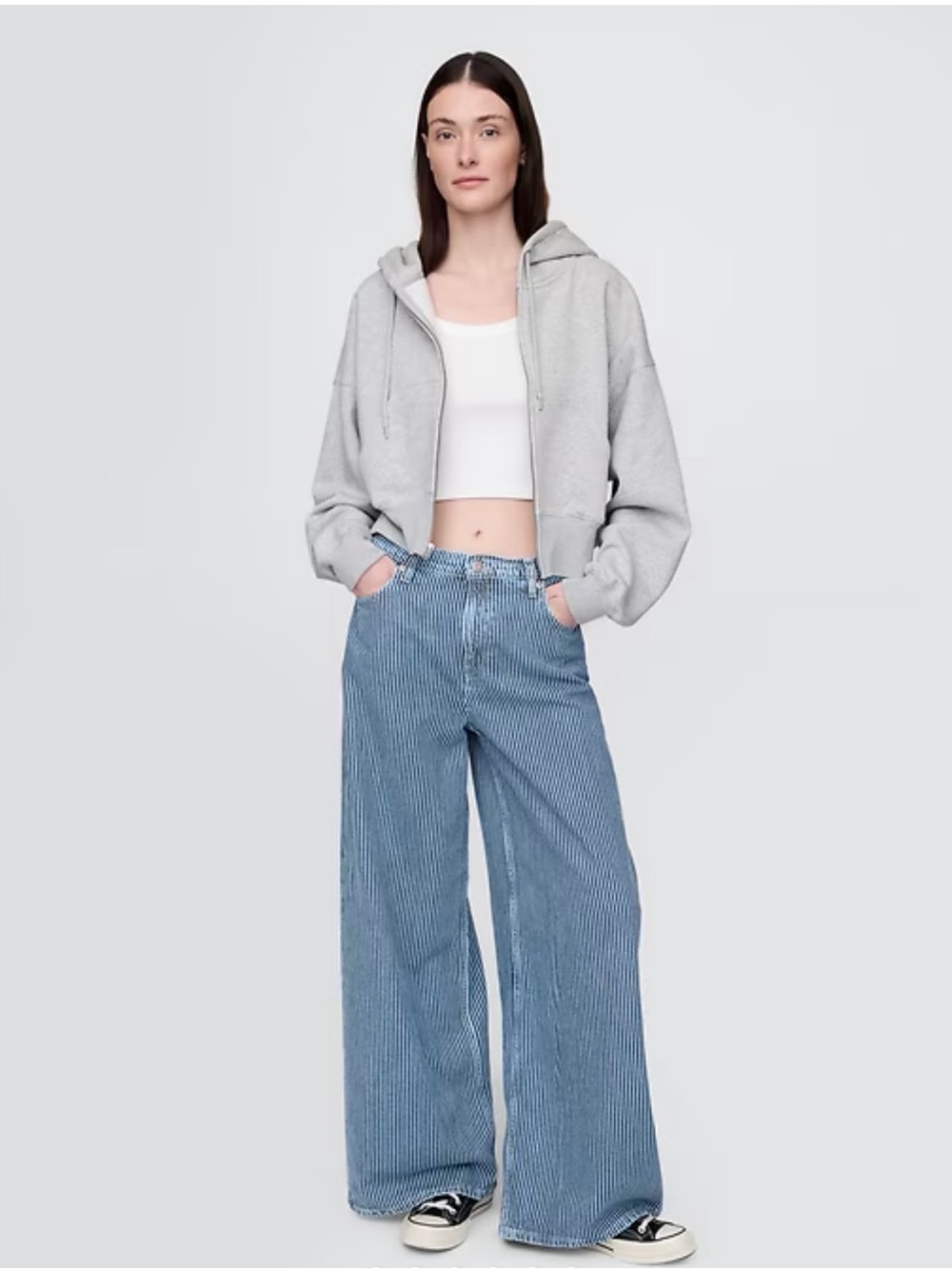 GAP Wide Leg Pinstripe Jeans - Light Blue